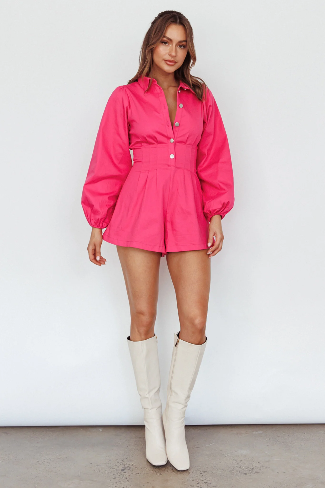 Zurich Pleated Waist Romper Plum - Image 7