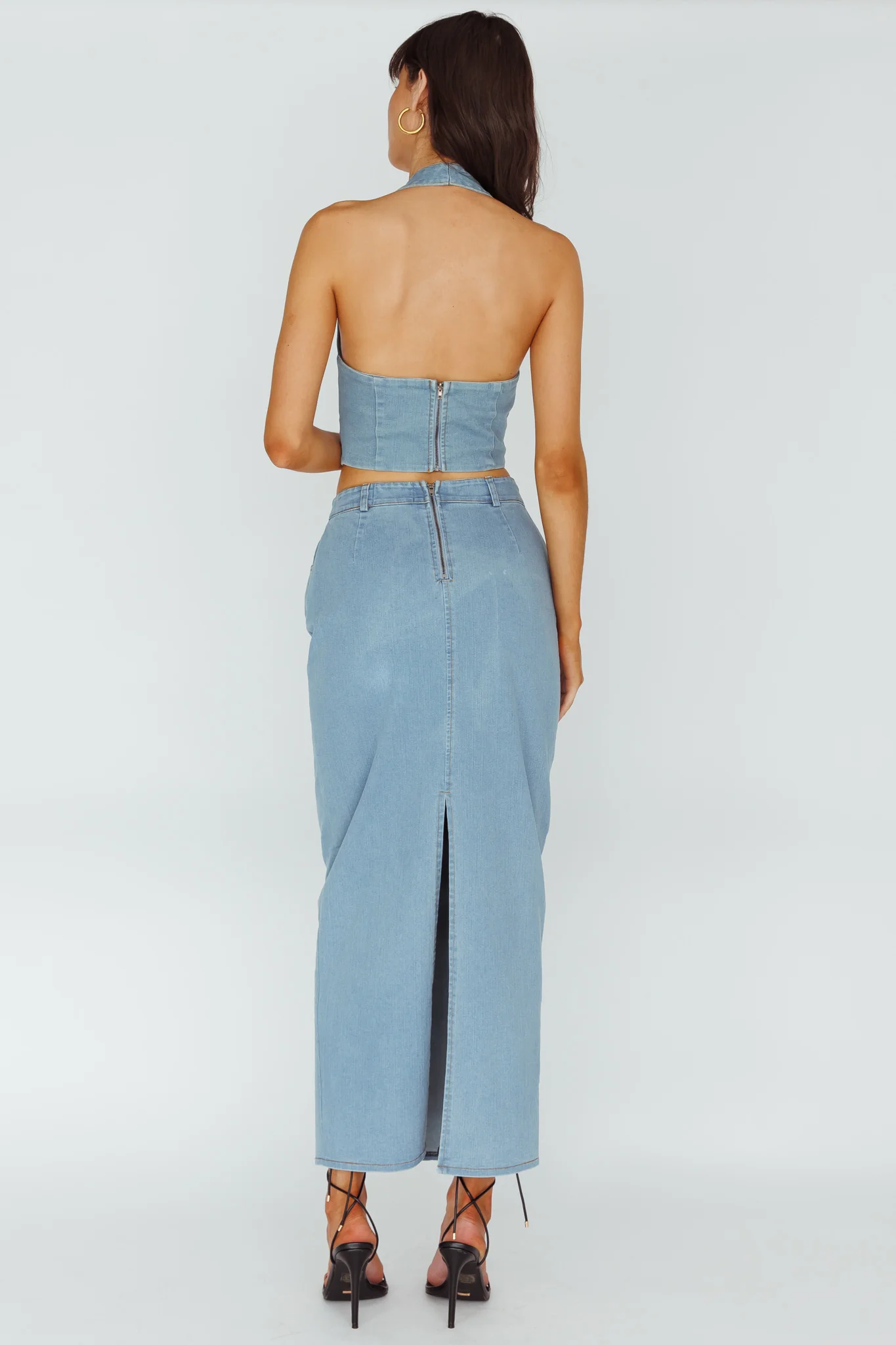 Zurich Pocket Maxi Skirt Denim Blue - Image 3